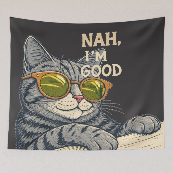 Item preview, NAH I'm Good - Sassy Relaxed Cat Funny Introvert Gift designed and sold by Artiviose.