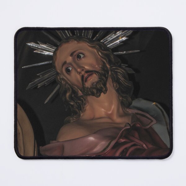 Item preview, Jesus Statue With Radiant Halo Sculpture in Church Showing Devotion and Sorrowful Expression designed and sold by Nmallia.