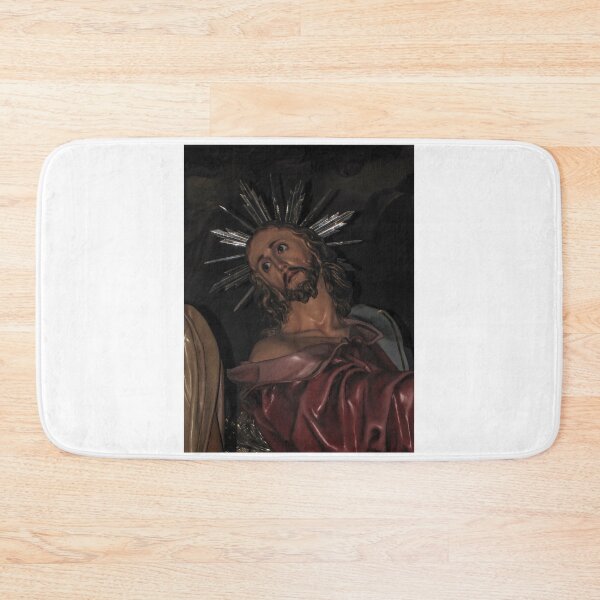 Item preview, Jesus Statue With Radiant Halo Sculpture in Church Showing Devotion and Sorrowful Expression designed and sold by Nmallia.