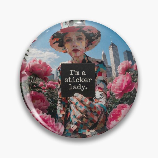 Item preview, I'm a Sticker Lady – Collage Girl in Peony Garden Aesthetic Illustration designed and sold by OBL Stories.