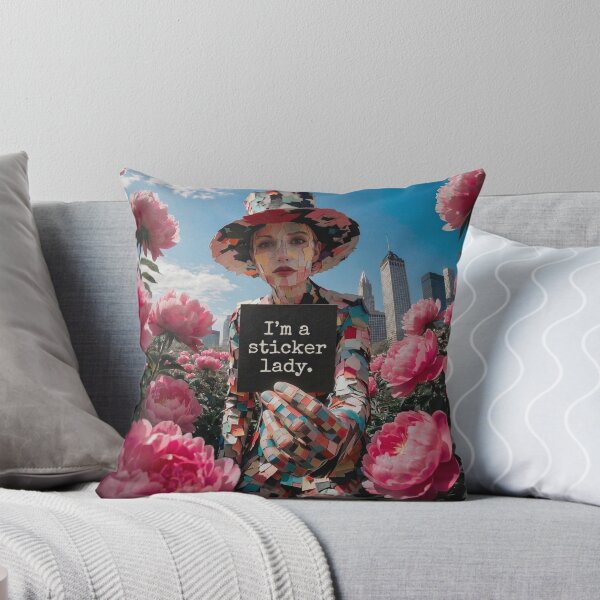 Item preview, I'm a Sticker Lady – Collage Girl in Peony Garden Aesthetic Illustration designed and sold by OBL Stories.