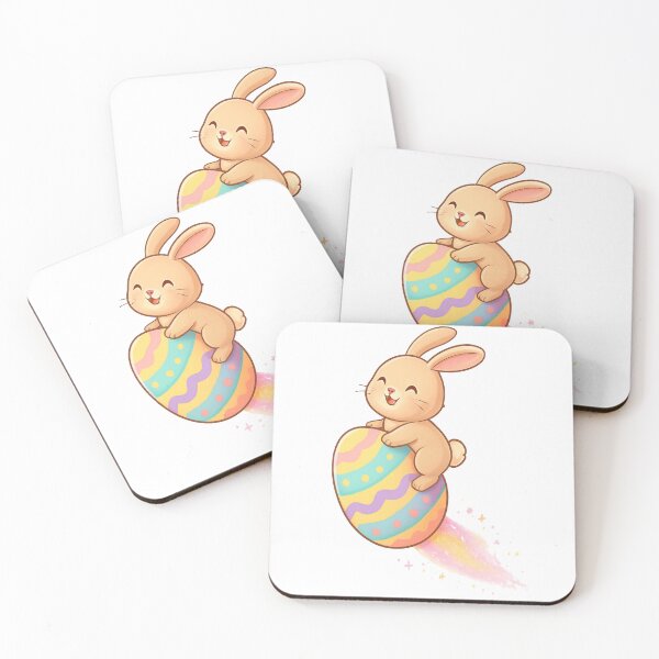 Item preview, Cute Bunny Riding a Colorful Easter Egg With Sparkling Trail - Happy Easter  designed and sold by FireOrchid.