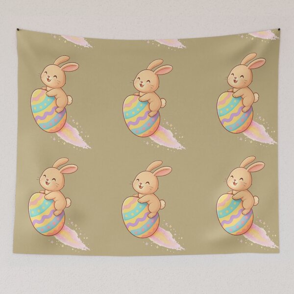 Item preview, Cute Bunny Riding a Colorful Easter Egg With Sparkling Trail - Happy Easter  designed and sold by FireOrchid.