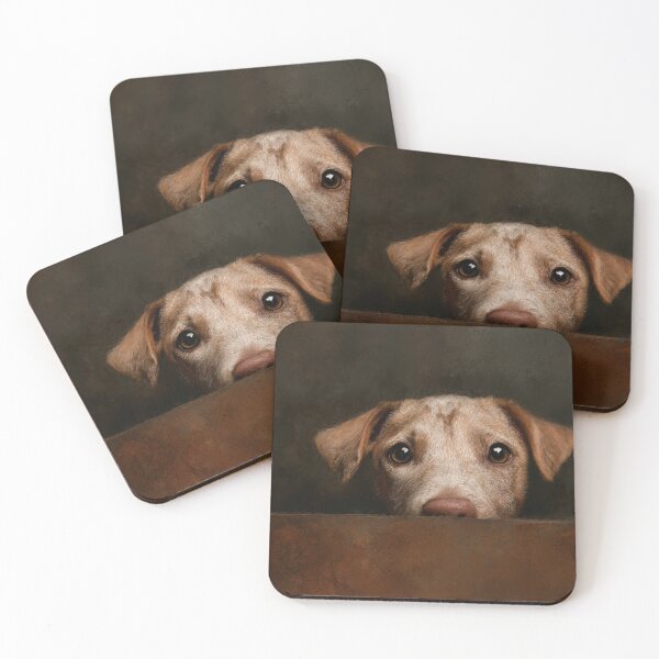 Item preview, Dog peeking over a wooden surface designed and sold by anytka.