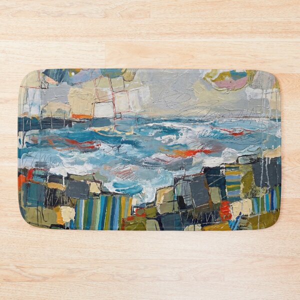 Item preview, Geometric Coastal Abstract Painting – Colourful Modern Seascape Art designed and sold by Printpix.