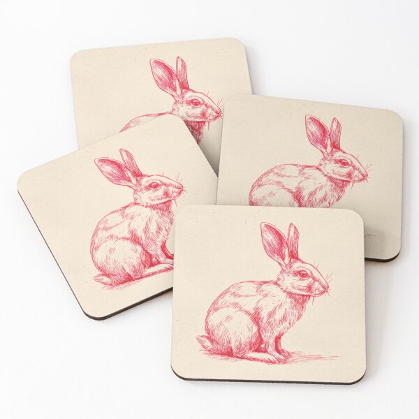 Item preview, Rabbit sketch in red ink on paper designed and sold by anytka.