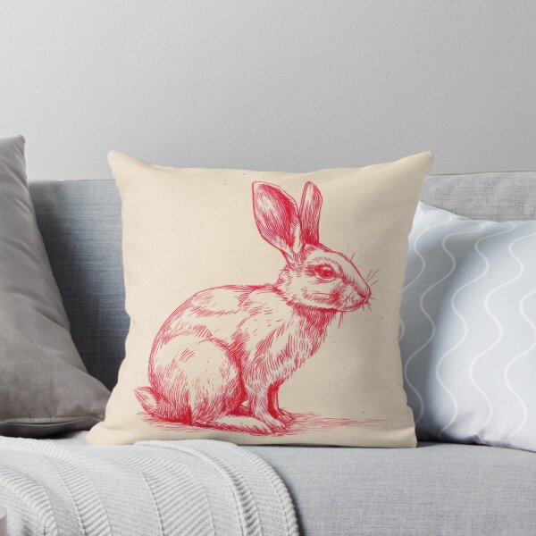 Item preview, Rabbit sketch in red ink on paper designed and sold by anytka.