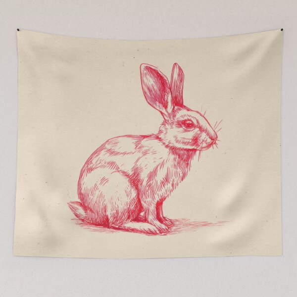 Item preview, Rabbit sketch in red ink on paper designed and sold by anytka.