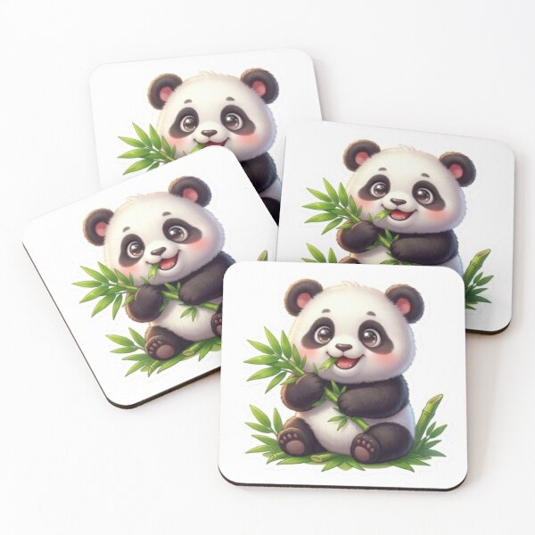 Item preview, Cute Panda Eating Bamboo Kawaii 3D Sticker designed and sold by MiniPrintMagic.