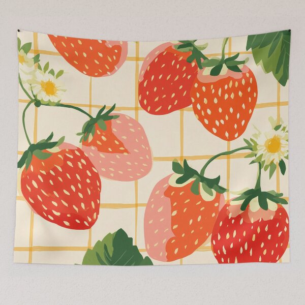 Item preview,  Strawberries on Checkered Tablecloth Illustration designed and sold by BobaBunny76.
