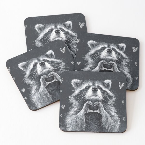 Item preview, Raccoon shows heart symbol with paws designed and sold by anytka.