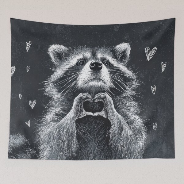 Item preview, Raccoon shows heart symbol with paws designed and sold by anytka.