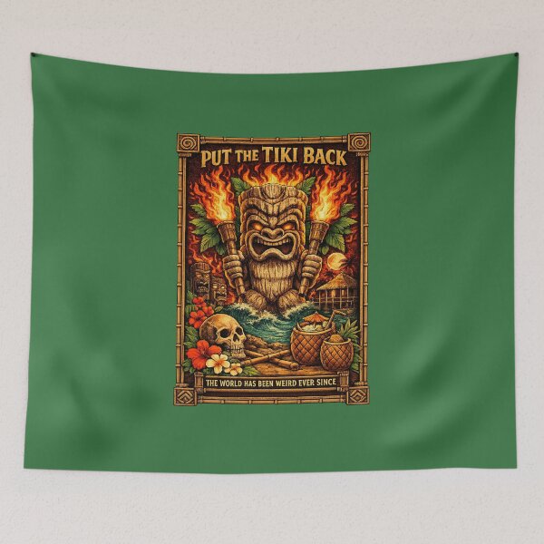 Item preview, Put The Tiki Back Retro 70s TV Parody Tiki Poster  Vintage Tropical Pop Culture Design designed and sold by GhostDawgs.