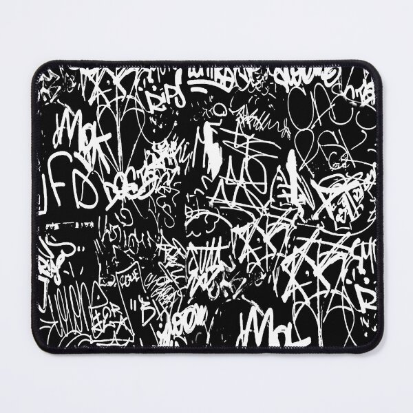 Item preview, Black and White Graffiti Abstract Collage Print Pattern designed and sold by DFLC Prints.