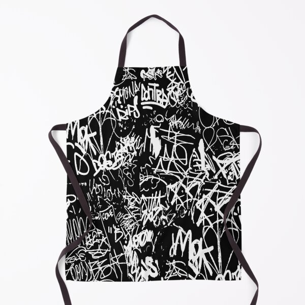 Item preview, Black and White Graffiti Abstract Collage Print Pattern designed and sold by DFLC Prints.