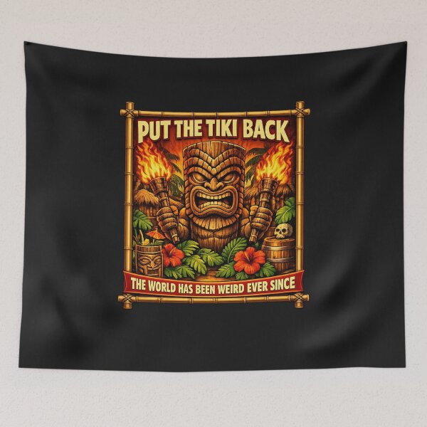 Item preview, Put The Tiki Back Retro 70s TV Parody Tiki Poster Vintage Tropical Pop Culture Design designed and sold by GhostDawgs.