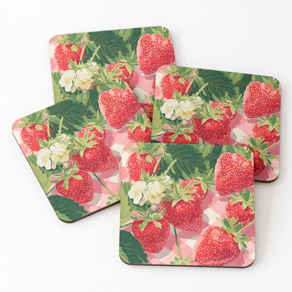 Item preview,  Strawberries on Checkered Tablecloth Illustration designed and sold by BobaBunny76.