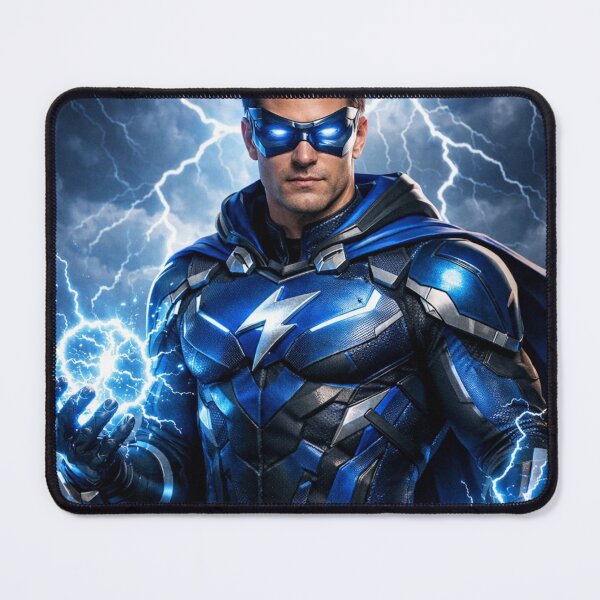 Item preview, Electric Blue Superhero Controlling Lightning Storm designed and sold by NiceArtsPlace.