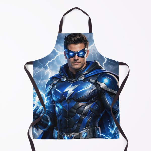 Item preview, Electric Blue Superhero Controlling Lightning Storm designed and sold by NiceArtsPlace.