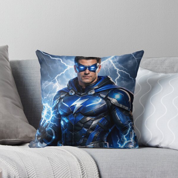 Item preview, Electric Blue Superhero Controlling Lightning Storm designed and sold by NiceArtsPlace.