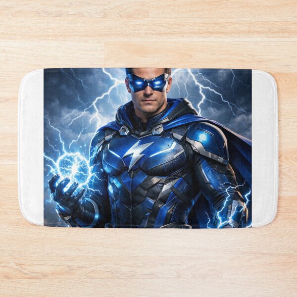 Item preview, Electric Blue Superhero Controlling Lightning Storm designed and sold by NiceArtsPlace.