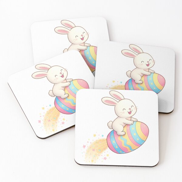 Item preview, Cute Bunny Riding a Colorful Easter Egg With Sparkling Trail - Happy Easter  designed and sold by FireOrchid.