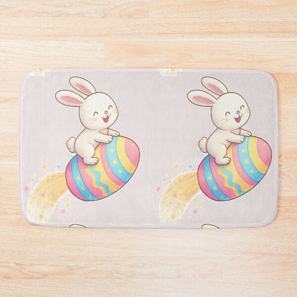 Item preview, Cute Bunny Riding a Colorful Easter Egg With Sparkling Trail - Happy Easter  designed and sold by FireOrchid.