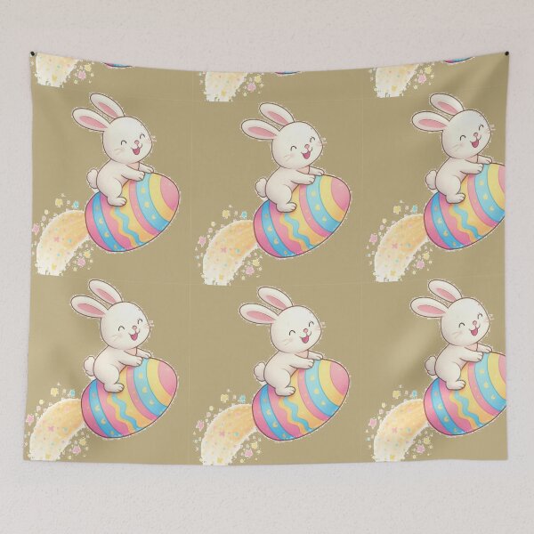 Item preview, Cute Bunny Riding a Colorful Easter Egg With Sparkling Trail - Happy Easter  designed and sold by FireOrchid.