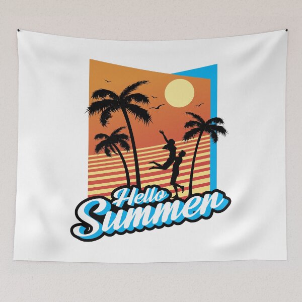 Item preview, Retro Hello Summer - Vintage 80s Sunset Couple & Palm Trees designed and sold by fabiandesigns88.