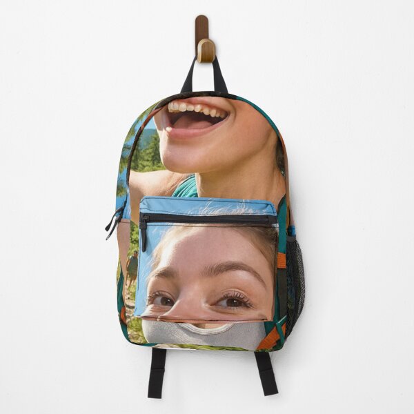 Item preview, Happy Girl Hiking in Sunny Pine Forest designed and sold by NiceArtsPlace.