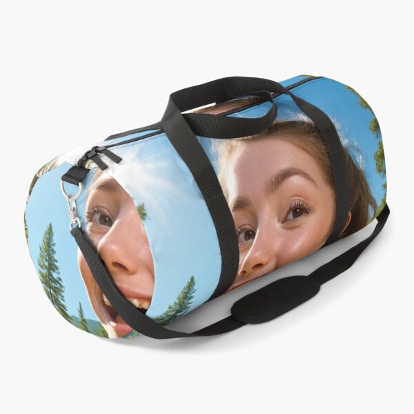 Item preview, Happy Girl Hiking in Sunny Pine Forest designed and sold by NiceArtsPlace.