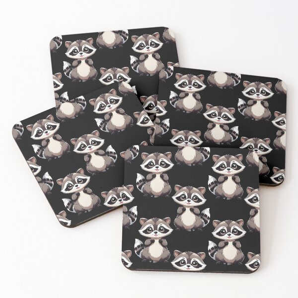 Item preview, Raccoon Pattern Design On Black Background  designed and sold by PatternTitan.