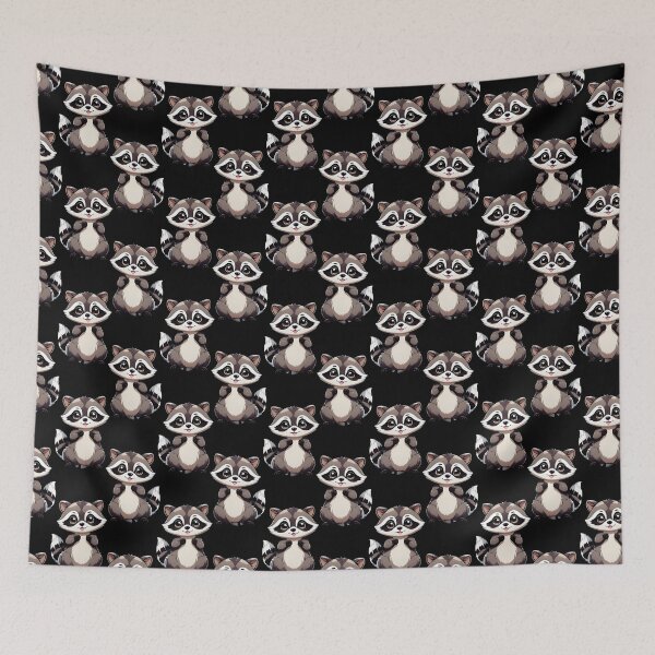 Item preview, Raccoon Pattern Design On Black Background  designed and sold by PatternTitan.