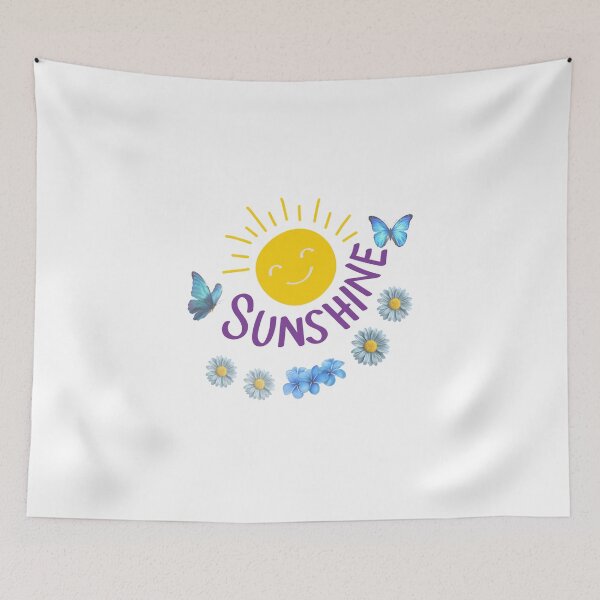 Item preview, Cute Sunshine Smiling Sun with Butterflies and Flowers Positive Spring Aesthetic Design designed and sold by Aura Design.