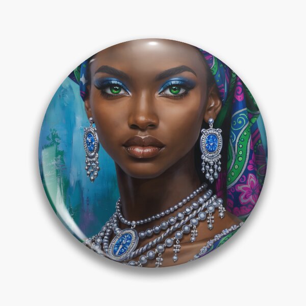 Item preview, Elegant African Queen Portrait with Silver Jewelry designed and sold by spanev.