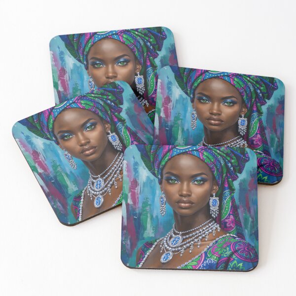Item preview, Elegant African Queen Portrait with Silver Jewelry designed and sold by spanev.