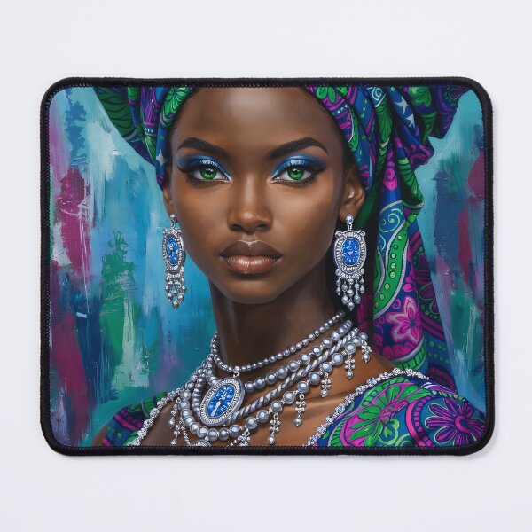 Item preview, Elegant African Queen Portrait with Silver Jewelry designed and sold by spanev.