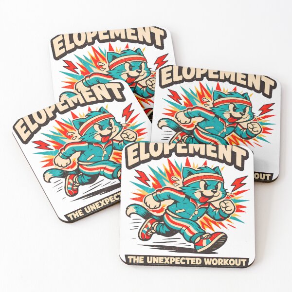 Item preview, Funny Running Cat Elopement Unexpected Workout Retro Fitness Cartoon designed and sold by designleon19.