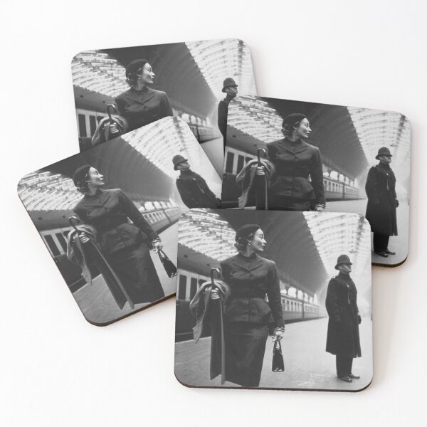 Item preview, Fashionista, Model Lisa Fonssagrives in Paddington Victoria Station, London vintage black and white photograph poster art print designed and sold by Astrid Arkhangelsky.