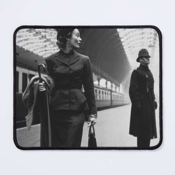 Item preview, Fashionista, Model Lisa Fonssagrives in Paddington Victoria Station, London vintage black and white photograph poster art print designed and sold by Astrid Arkhangelsky.