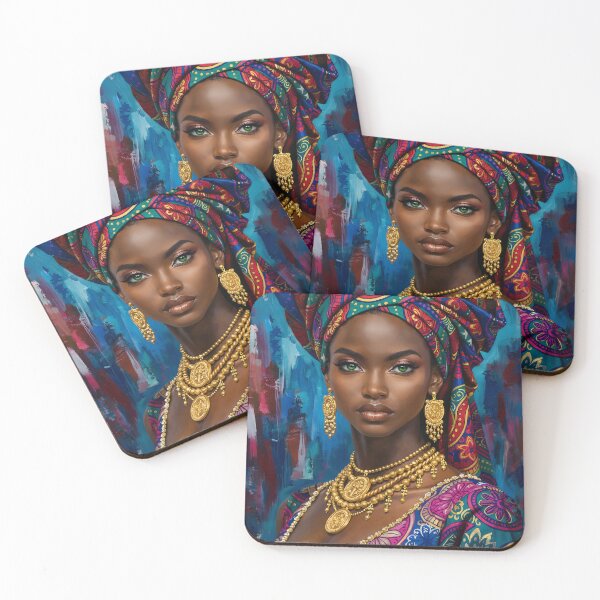 Item preview, Regal African Queen Portrait with Golden Jewelry designed and sold by spanev.