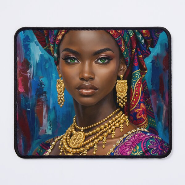 Item preview, Regal African Queen Portrait with Golden Jewelry designed and sold by spanev.