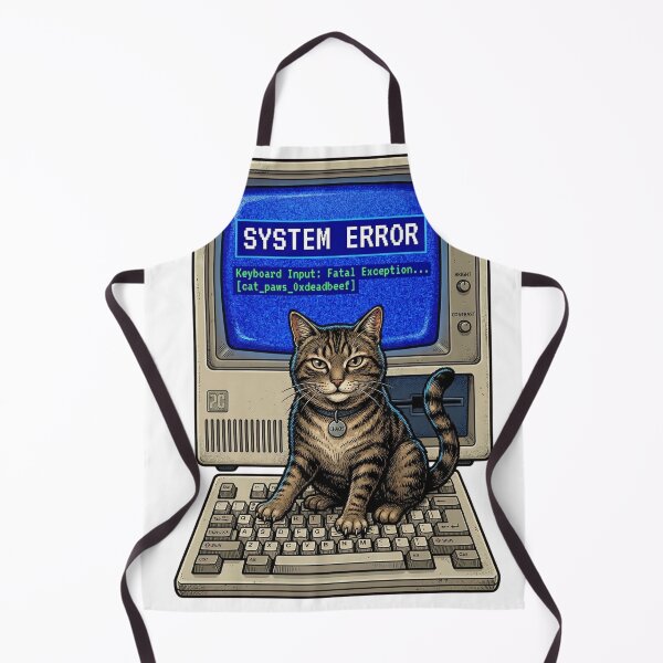 Item preview, Cat On Keyboard System Error - Funny Retro Tech IT Support Meme designed and sold by Mythic Ink Studio.