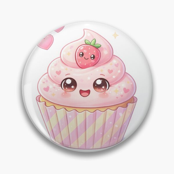 Artikelvorschau, Erdbeer-Kawaii-Cupcake – Niedliches Dessert in Pastellfarben. entworfen und verkauft von Lylysun.