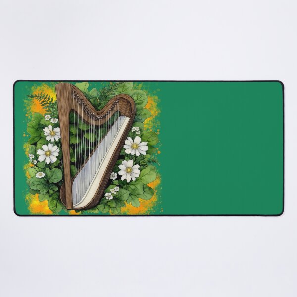 Item preview, Celtic Harp with Wildflowers | Botanical Music Illustration designed and sold by ChenEngEng.