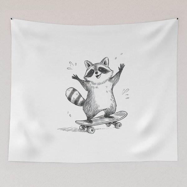 Item preview, Raccoon rides skateboard on street designed and sold by anytka.