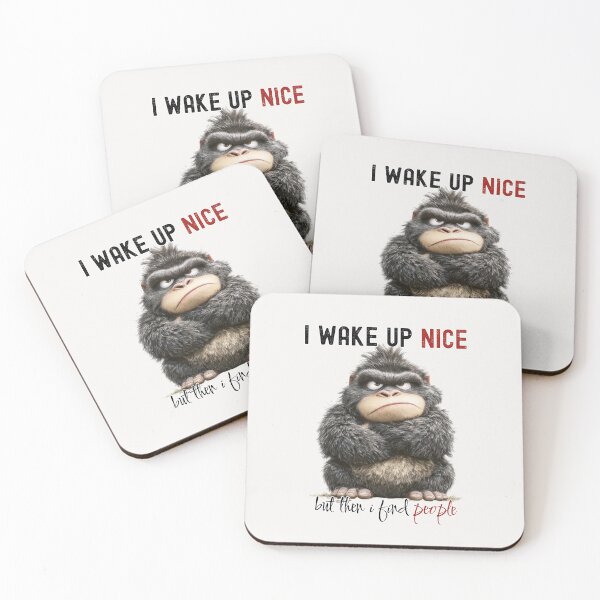 Item preview, Funny Sarcastic Gorilla Sticker – I Wake Up Nice But Then I Find People designed and sold by KymeraStudio25.