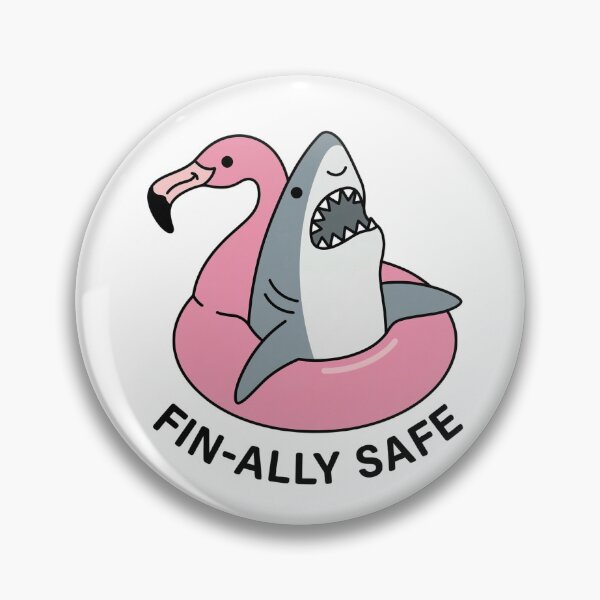 Item preview, Fin-ally Safe – Funny Shark Summer Pun designed and sold by aiqdelicia.