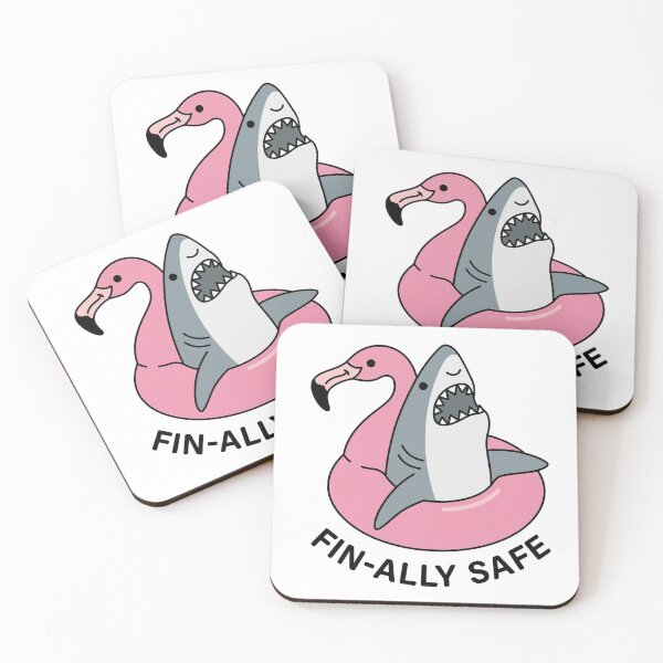 Item preview, Fin-ally Safe – Funny Shark Summer Pun designed and sold by aiqdelicia.