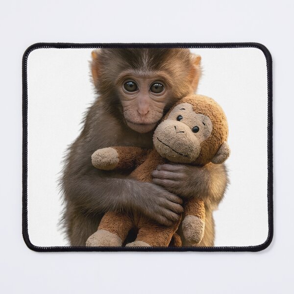 Item preview, Cute Baby Monkey Hugging Plush Toy – Viral Monkey Meme Photography designed and sold by Orbit Ink.